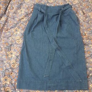 Knee length denim pencil skirt
